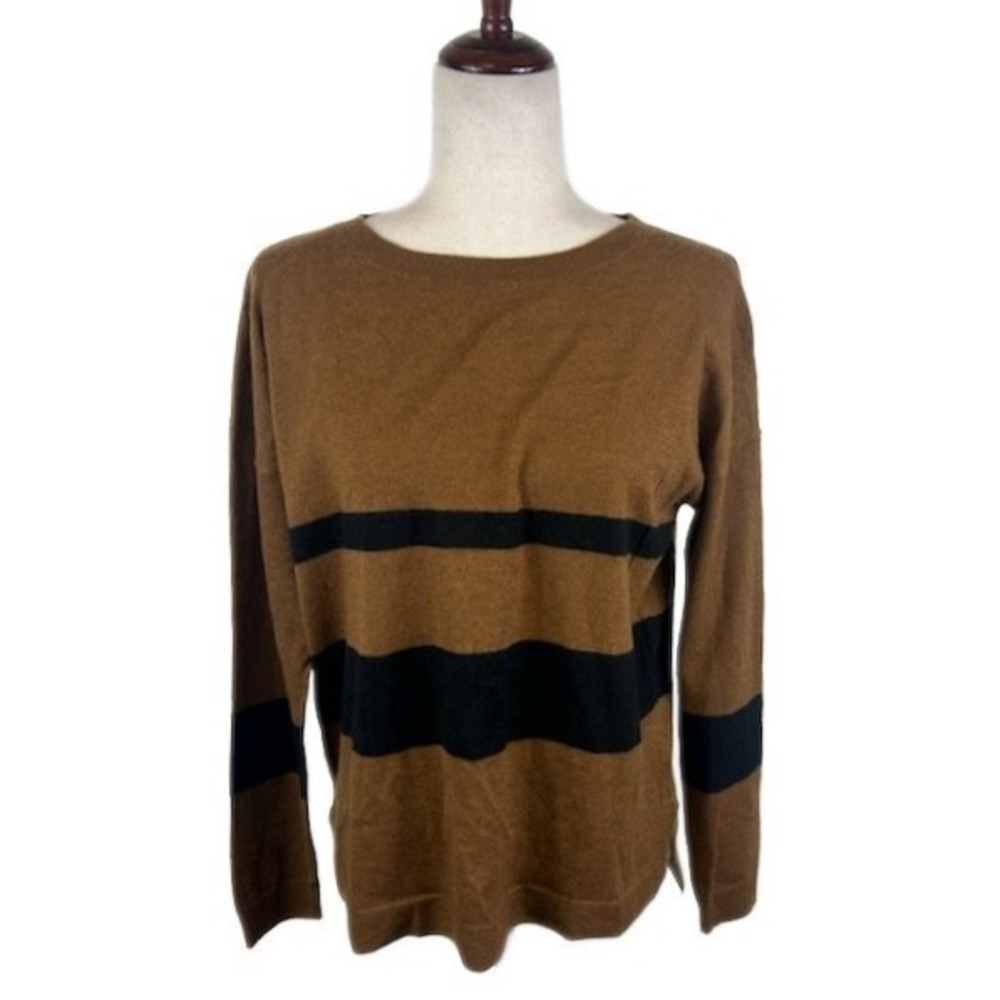 The Cashmere Project Sweater Striped 100% Cashmere Brown Black Size Small
